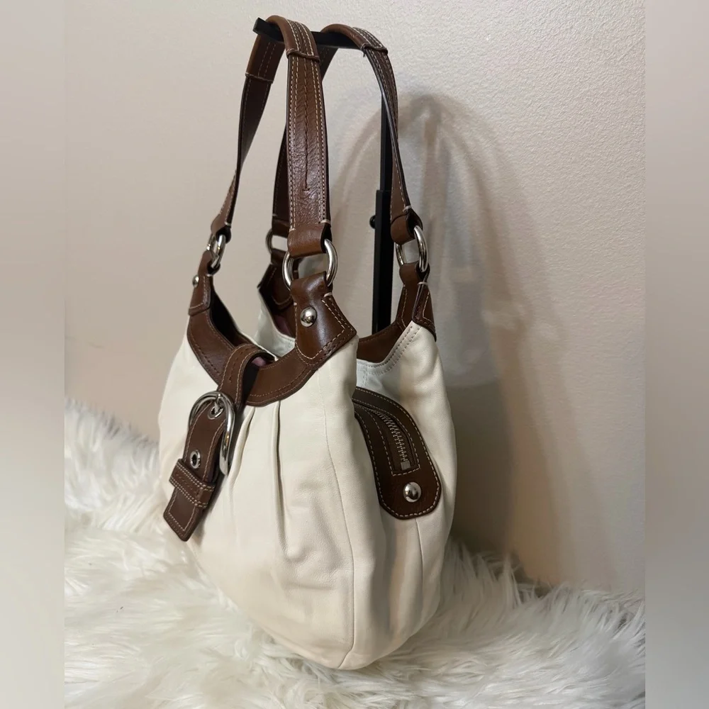 Coach White and Brown Hobo Bag# F15527